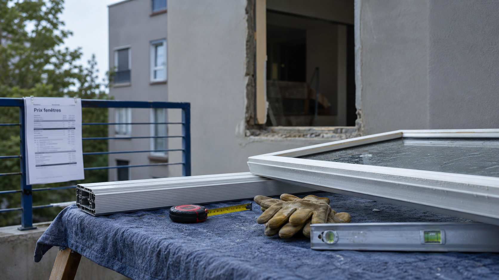 prix remplacement fenetre sur chantier : fenêtre PVC déposée et devis