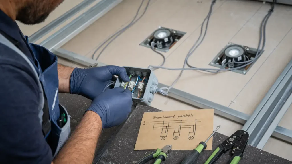 Branchement de spots en parallèle : la méthode sûre en 12V, 24V et 230V