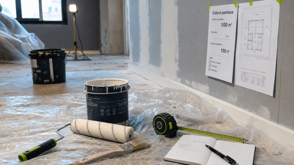 Combien de litre de peinture pour 100m2 : rouleau, brosse et calcul rendement peinture