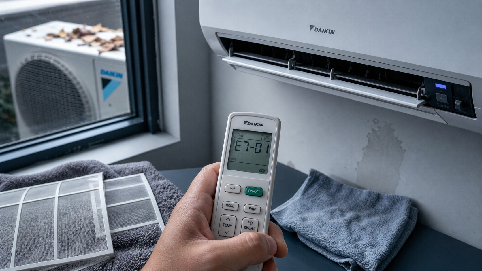 Daikin code defaut U4, A3, E7 : télécommande et unité intérieure Daikin