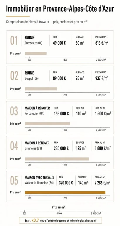 Maison abandonnée à vendre PACA : comparaison visuelle de biens à rénover en Provence-Alpes-Côte d’Azur
