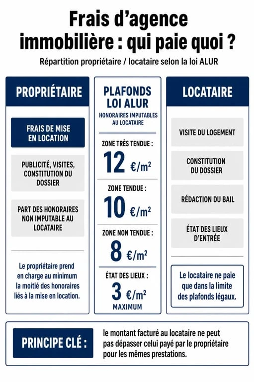 Répartition et plafonds des frais d'agence immobilière pour une location selon la loi ALUR