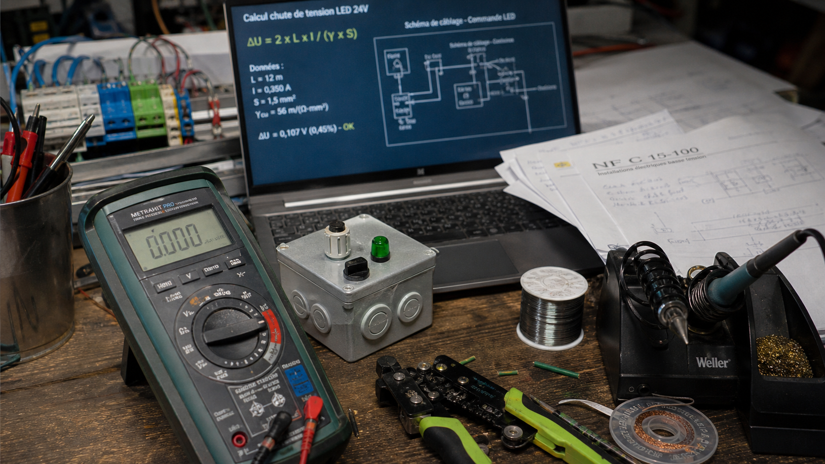 Liste outils mon-club-elec.fr : multimètre, câblage, soudure et simulation