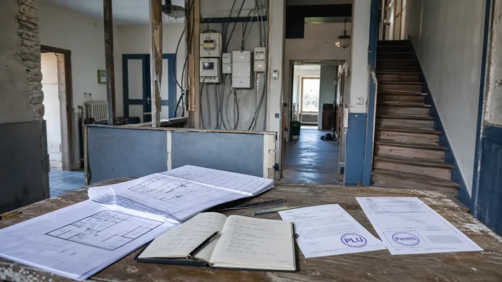 Maison divisée en 2 logements : permis et réseaux visibles