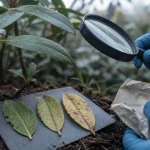 Maladie des rhododendrons : feuilles grignotées, taches jaunes et flétrissement