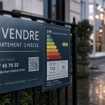 Panneau immobilier visible depuis la rue, à vendre, DPE lisible