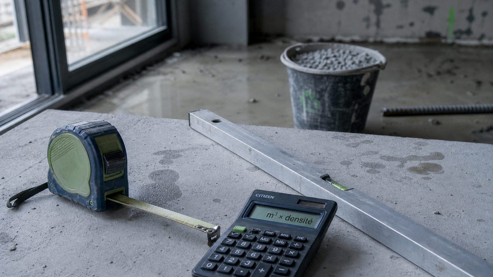 Poid beton : densité 2200 à 2400 kg/m³ sur chantier