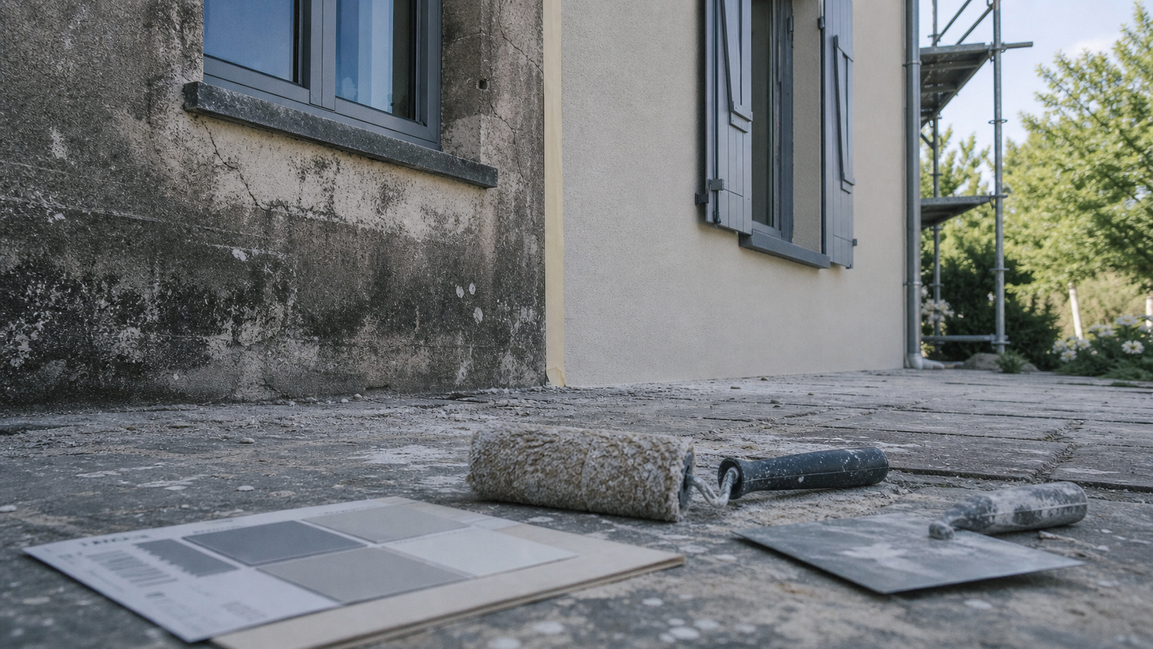 Solutions rénover ou embellir façade : enduit neuf, microfissures et masquage
