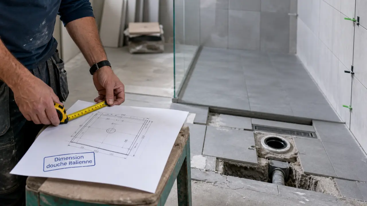 Dimension douche italienne : douche italienne extra-plate sans éclaboussures