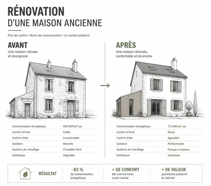 Exemple de rénovation réussie par un maître d'œuvre à Angers.