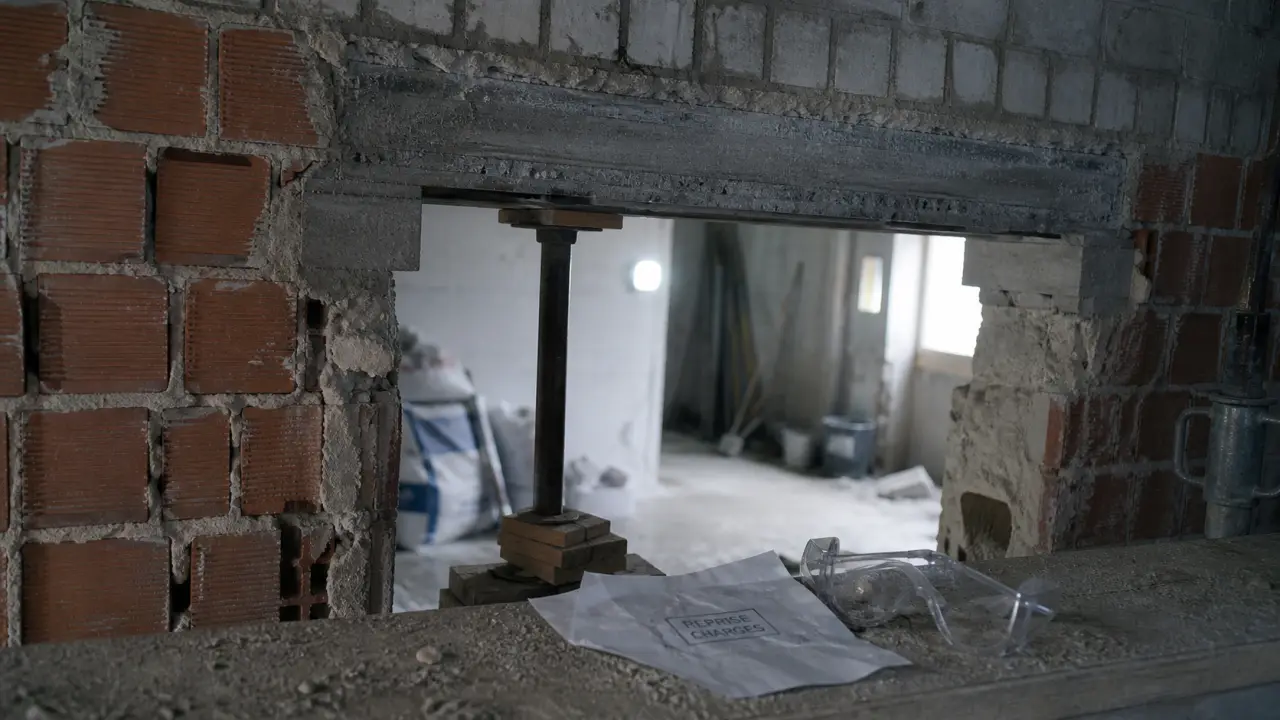 Ouverture maximale mur porteur sans IPN avec linteau discret, étaiement et chantier