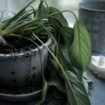 Spathiphyllum trop arrosé : feuilles molles, terre détrempée et eau stagnante