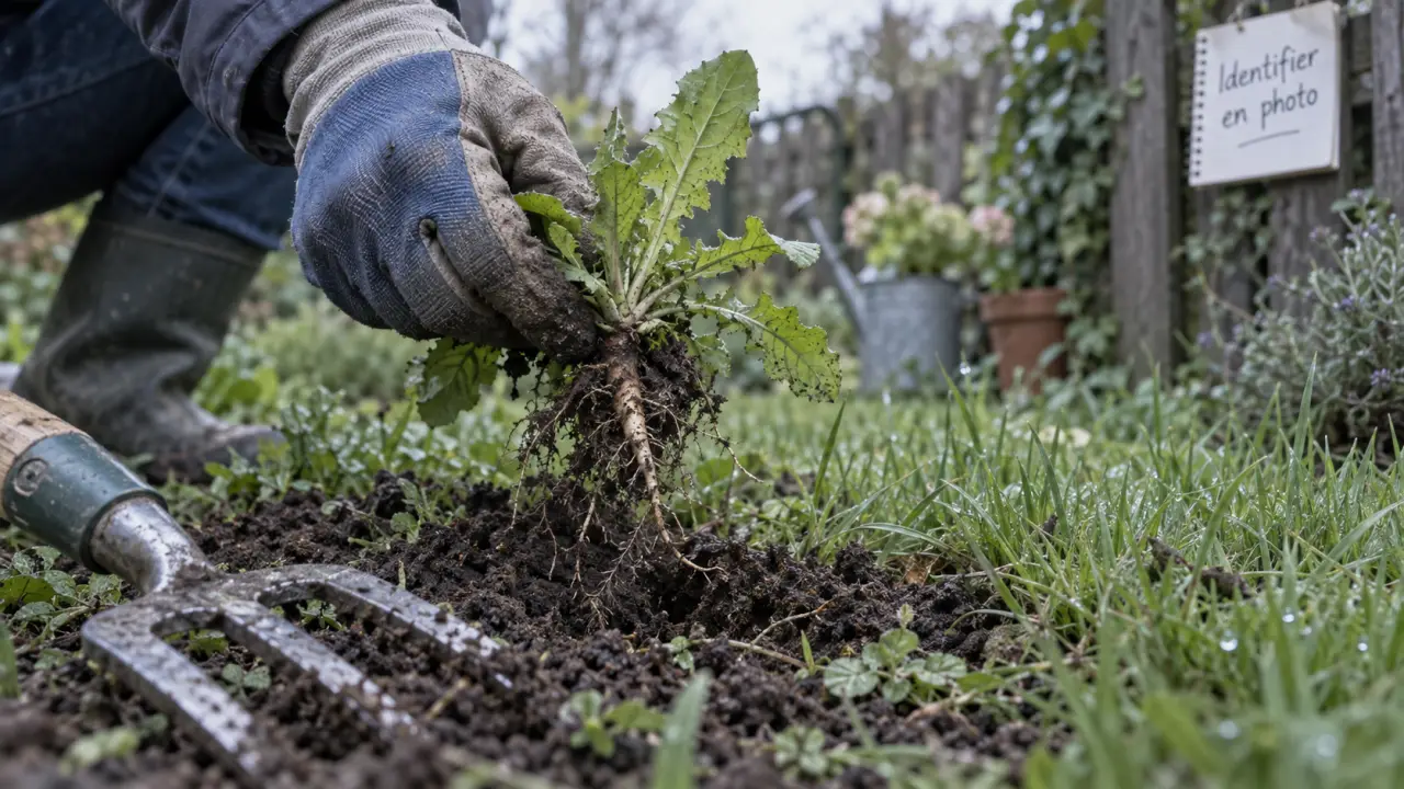 Liste et photo mauvaise herbes en rosette, à reconnaître en photo