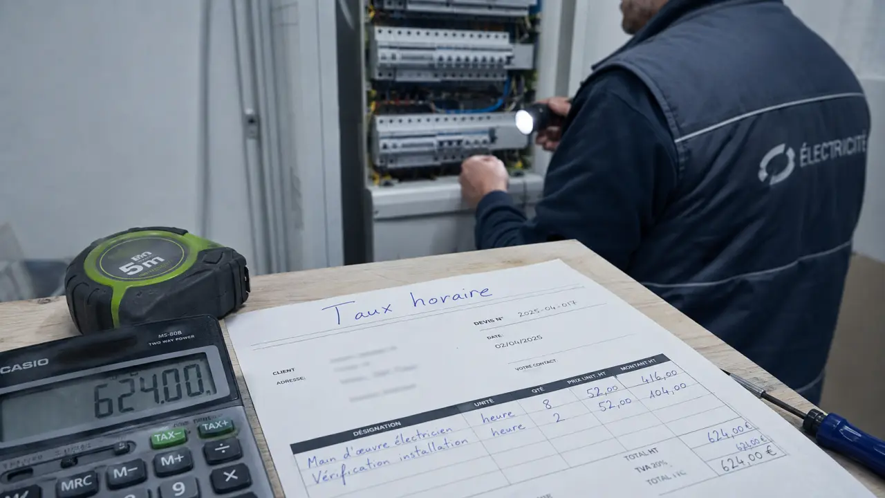 Taux horaire electricien : devis, calcul et frais de chantier