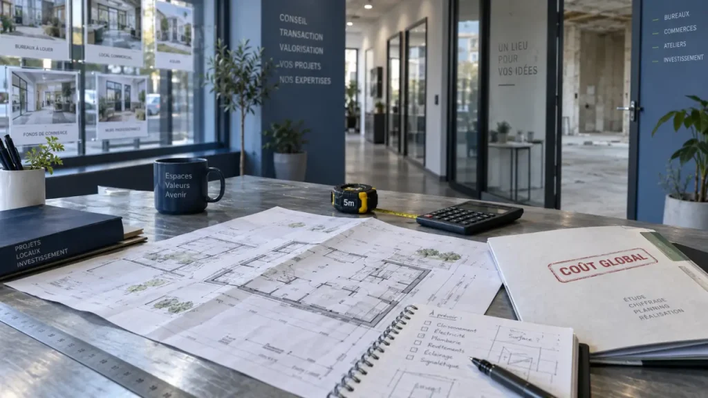 Achat locaux professionnels : coût global, travaux et comparaison de locaux