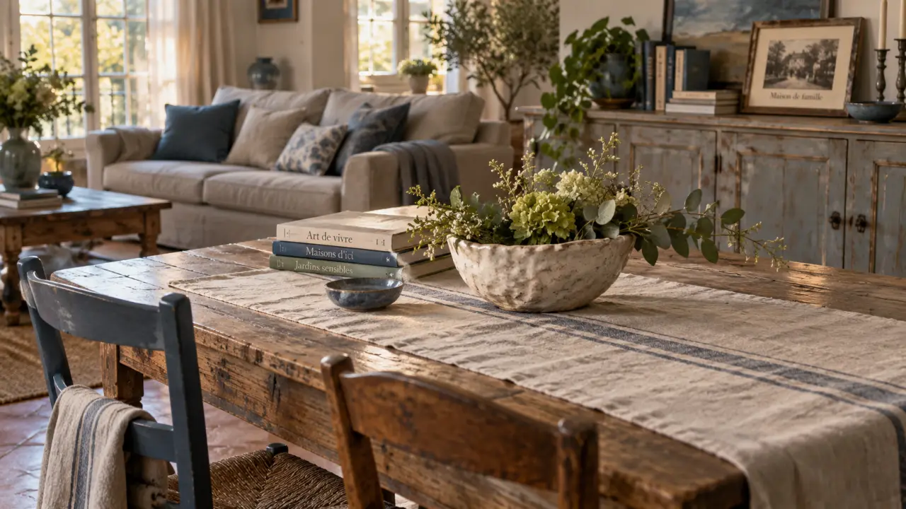 Déco maison de famille : salon avec meubles anciens et confort contemporain