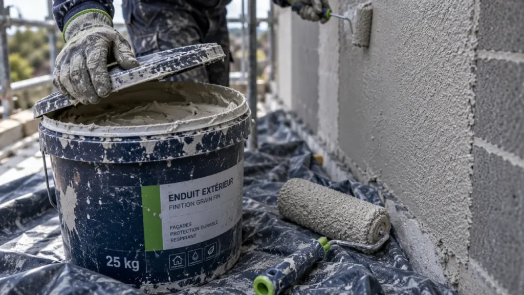 Enduit extérieur au rouleau : une finition grain fin, pas un cache-misère pour les parpaings