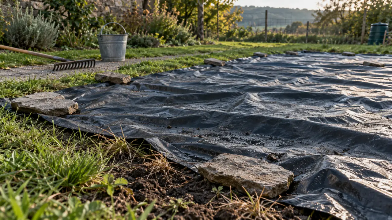 Jardinage bache noire : bâche noire au jardin pour désherber la parcelle